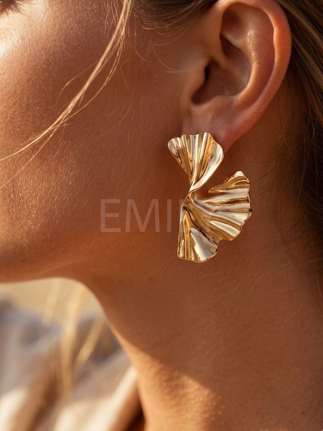 EMILY boucles gingko acier inoxydable